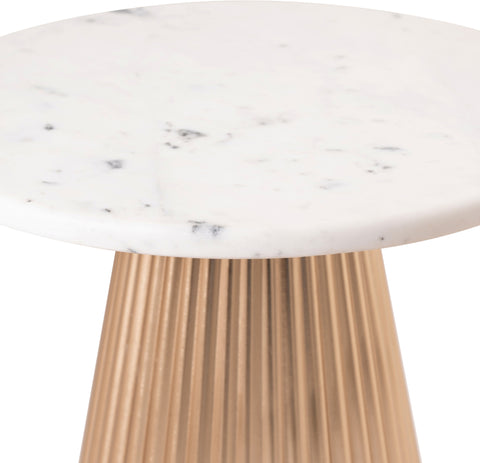 Harper White Genuine Marble Top And Iron Base End / Side Table, 1 Piece (Style 2)