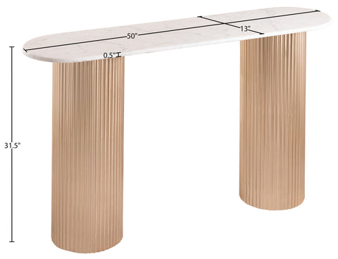 Harper White Genuine Marble Top And Iron Base Console Table, 1 Piece