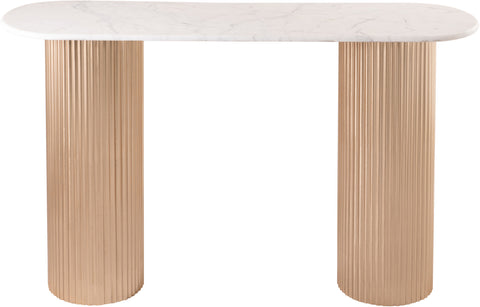 Harper White Genuine Marble Top And Iron Base Console Table, 1 Piece