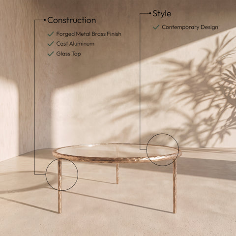 Vale Clear Glass Top And Aluminum Base Coffee Table, 1 Piece