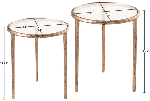 Vale Clear Glass Top And Aluminum Base 2pc Nesting End / Side Table, 1 Piece