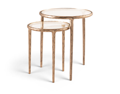 Vale Clear Glass Top And Aluminum Base 2pc Nesting End / Side Table, 1 Piece