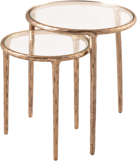 Vale Clear Glass Top And Aluminum Base 2pc Nesting End / Side Table, 1 Piece