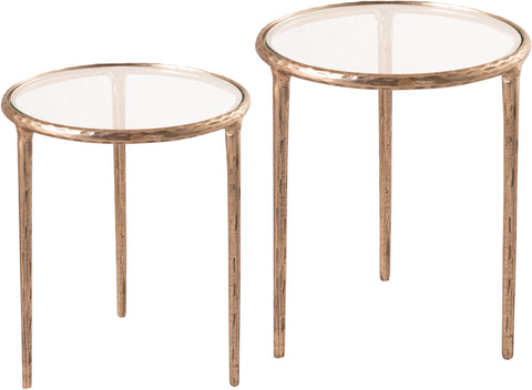 Vale Clear Glass Top And Aluminum Base 2pc Nesting End / Side Table, 1 Piece