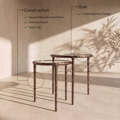 Vale Clear Glass Top And Aluminum Base 2pc Nesting End / Side Table, 1 Piece (Style 2)