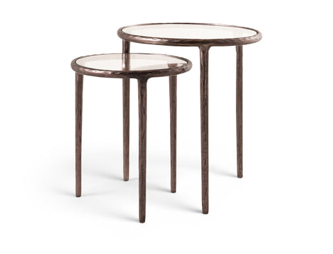 Vale Clear Glass Top And Aluminum Base 2pc Nesting End / Side Table, 1 Piece (Style 2)