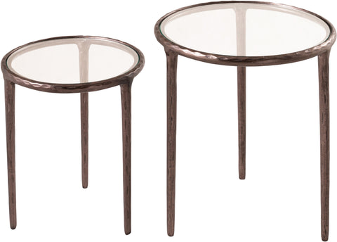 Vale Clear Glass Top And Aluminum Base 2pc Nesting End / Side Table, 1 Piece (Style 2)