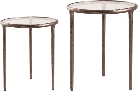Vale Clear Glass Top And Aluminum Base 2pc Nesting End / Side Table, 1 Piece (Style 2)