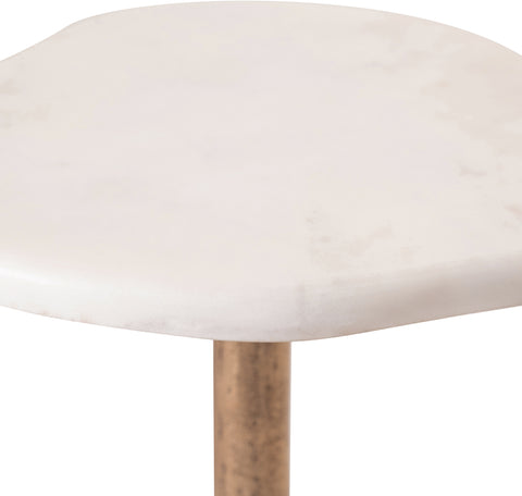 Tessa White Genuine Marble Top And Aluminum Base Drink Table, 1 Piece