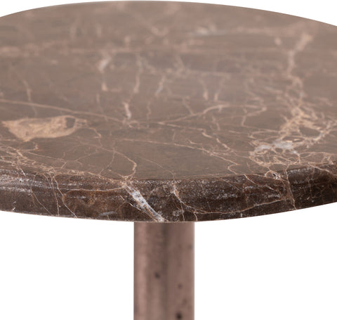 Tessa Brown Genuine Marble Top And Aluminum Base Drink Table, 1 Piece (Style 2)