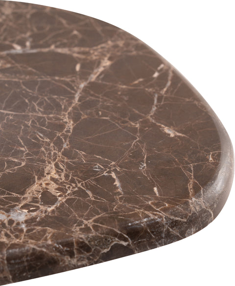 Tessa Brown Genuine Marble Top And Aluminum Base Drink Table, 1 Piece (Style 2)