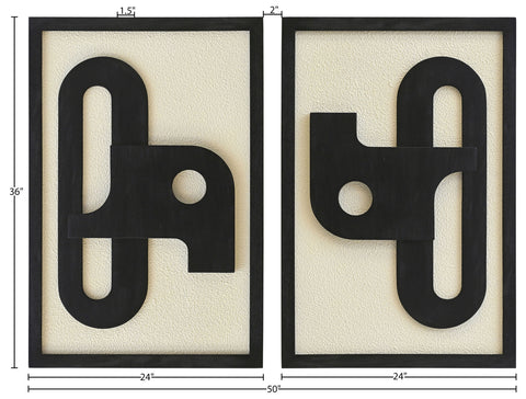Darcy Black Mango Wood Wall Art, 2-Piece