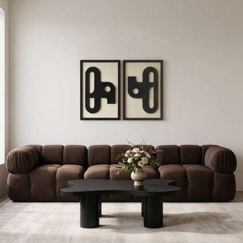 Darcy Black Mango Wood Wall Art, 2-Piece