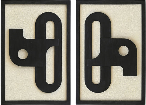 Darcy Black Mango Wood Wall Art, 2-Piece