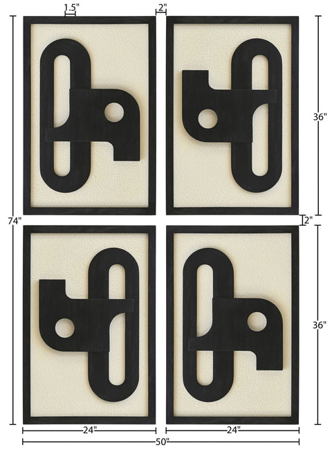 Darcy Black Mango Wood Wall Art, 4-Piece