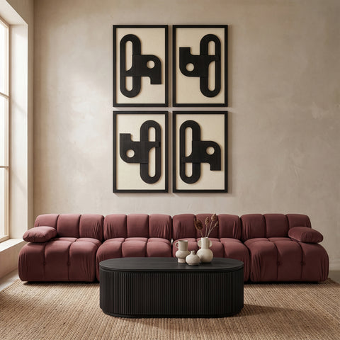 Darcy Black Mango Wood Wall Art, 4-Piece