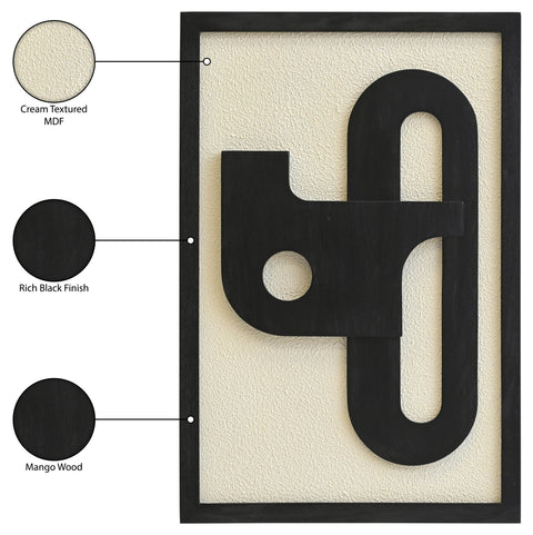 Darcy 24" Black Mango Wood Wall Art, 1 Piece