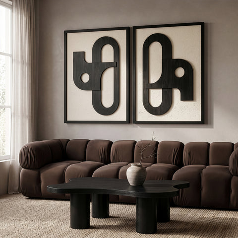 Darcy Black Mango Wood Wall Art, 2-Piece (Style 2)