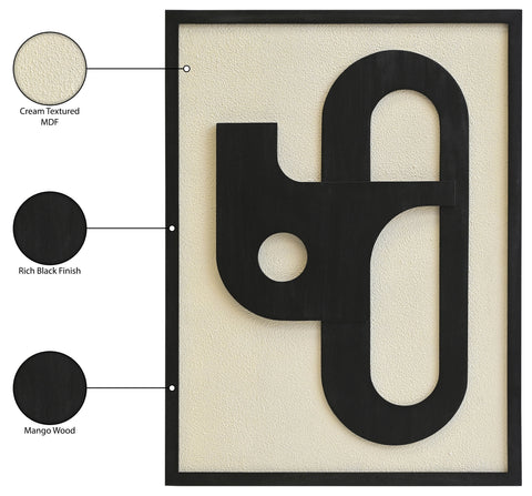 Darcy 36" Black Mango Wood Wall Art, 1 Piece