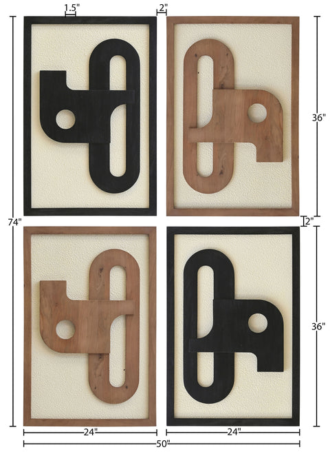 Darcy Black / Natural Mango Wood Wall Art, 4-Piece