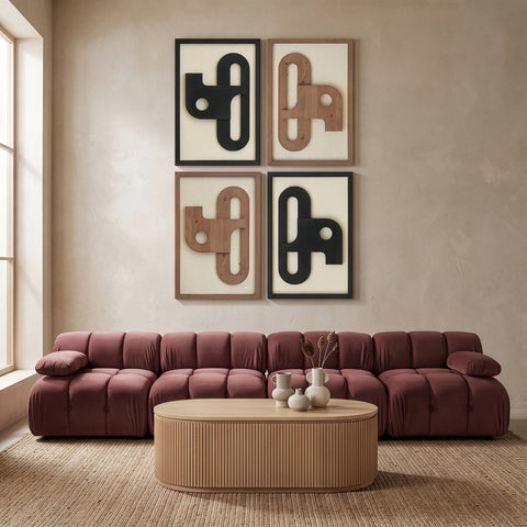 Darcy Black / Natural Mango Wood Wall Art, 4-Piece