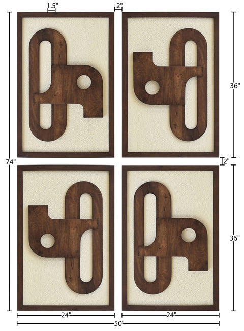 Darcy Brown Mango Wood Wall Art, 4-Piece