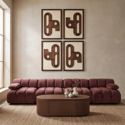 Darcy Brown Mango Wood Wall Art, 4-Piece
