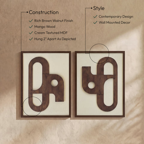 Darcy Brown Mango Wood Wall Art, 2-Piece (Style 2)