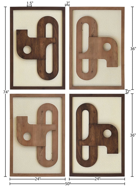 Darcy Brown / Natural Mango Wood Wall Art, 4-Piece