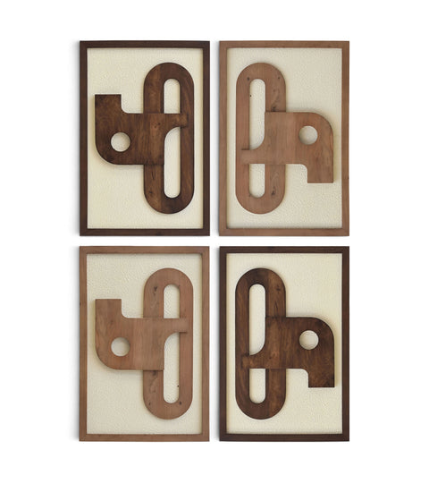 Darcy Brown / Natural Mango Wood Wall Art, 4-Piece