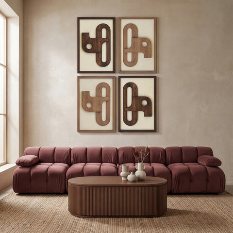 Darcy Brown / Natural Mango Wood Wall Art, 4-Piece