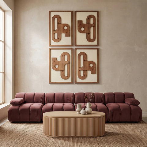 Darcy Natural Mango Wood Wall Art, 4-Piece