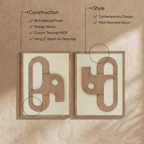 Darcy Natural Mango Wood Wall Art, 2-Piece (Style 2)