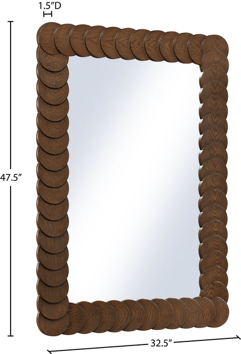 Giselle 32.5" Brown Oak Veneer Frame Mirror, 1 Piece