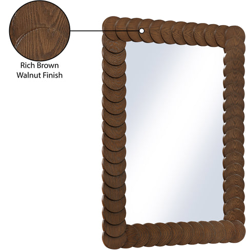 Giselle 32.5" Brown Oak Veneer Frame Mirror, 1 Piece