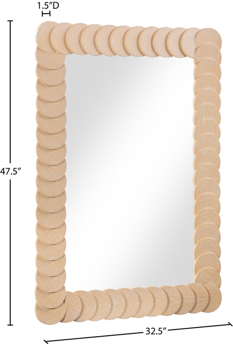 Giselle 32.5" Natural Oak Veneer Frame Mirror, 1 Piece