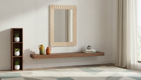 Giselle 32.5" Natural Oak Veneer Frame Mirror, 1 Piece