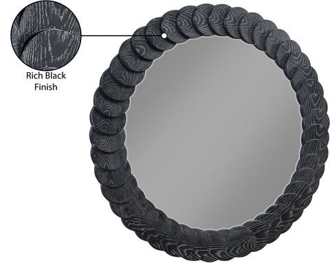 Giselle 40" Black Oak Veneer Frame Mirror, 1 Piece