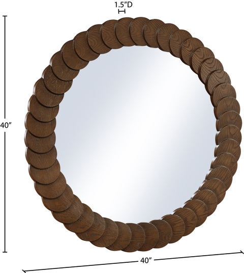 Giselle 40" Brown Oak Veneer Frame Mirror, 1 Piece