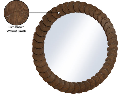 Giselle 40" Brown Oak Veneer Frame Mirror, 1 Piece