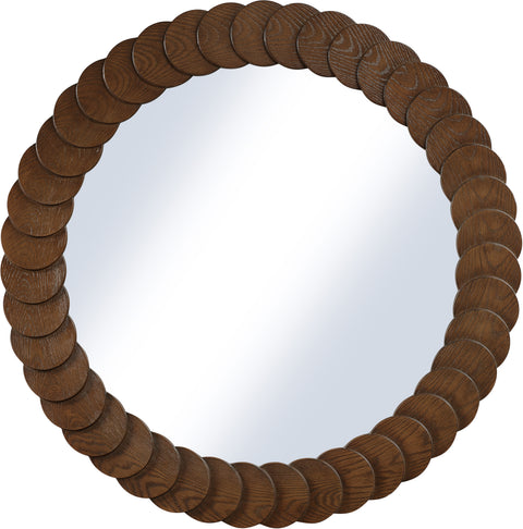 Giselle 40" Brown Oak Veneer Frame Mirror, 1 Piece