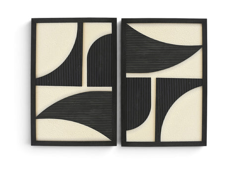 Monroe Black Mango Wood Wall Art, 2-Piece