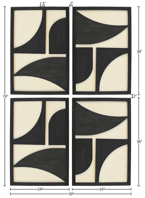 Monroe Black Mango Wood Wall Art, 4-Piece