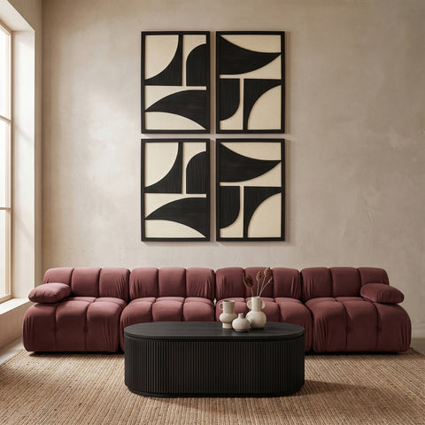 Monroe Black Mango Wood Wall Art, 4-Piece