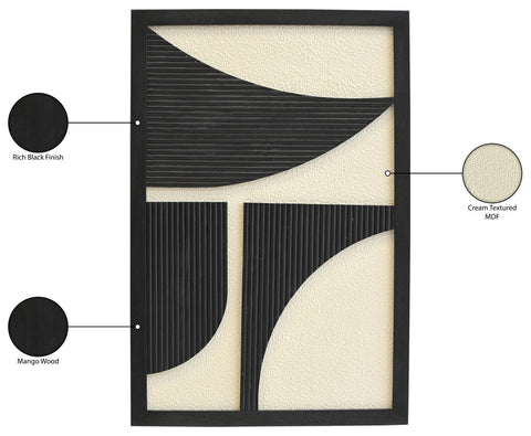 Monroe 24" Black Mango Wood Wall Art, 1 Piece