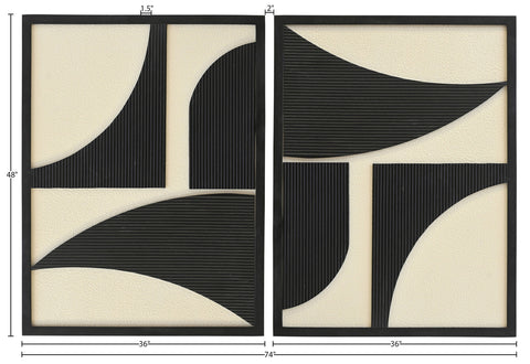 Monroe Black Mango Wood Wall Art, 2-Piece (Style 2)