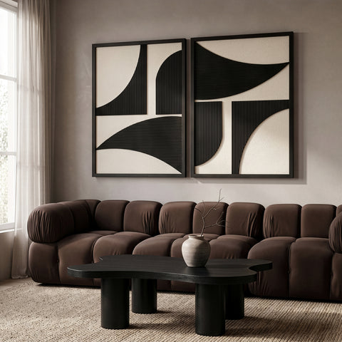 Monroe Black Mango Wood Wall Art, 2-Piece (Style 2)