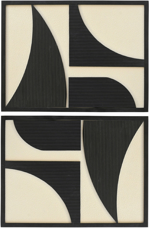 Monroe Black Mango Wood Wall Art, 2-Piece (Style 2)