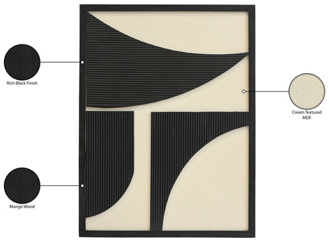Monroe 36" Black Mango Wood Wall Art, 1 Piece