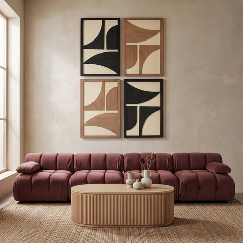 Monroe Black / Natural Mango Wood Wall Art, 4-Piece